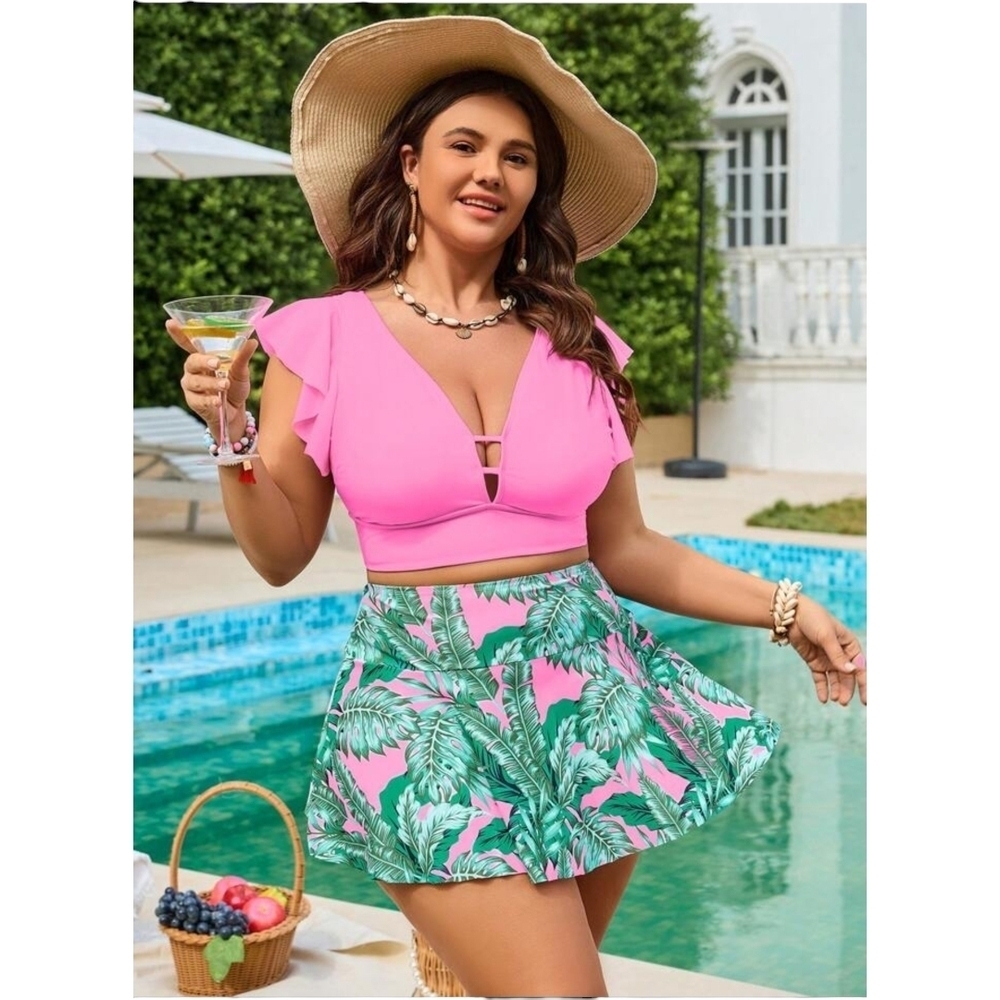 SOLY HUX - 4X Pink and Green Tropical Two-Piece Set